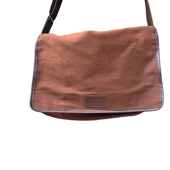 Guess Vintage Y2K Messenger Bag Mocha Canvas L